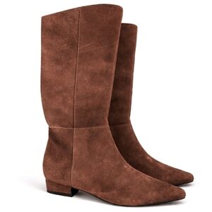 Jason Wu Boots Petrie Chocolate Brown Suede Tall Low Block Heel Size 8.5 NEW